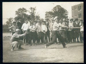 Boy Striking Out During a Game of Sandlot Baseball